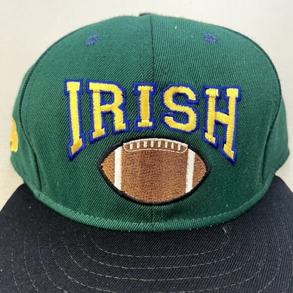 Vintage University of Notre Dame Hat Cap Snapback Green Fighting Irish Football - Picture 3 of 9